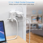 Surge Protector 8 Outlet Extender, TESSAN Multi Outlet Splitter with 3 USB Wall Charger (1 USB C), 3-Sided Multiple Plug Power Strip 1700J, Charging Station for Home Office Dorm Room Essentials