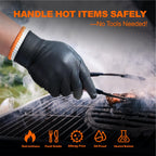 ANBOSON BBQ Gloves for Cooking Baking Grilling, 100 Count Disposable Nitrile Gloves and 4 Count Cotton Glove Liners Washable (10mil Nitrile, X-Large)