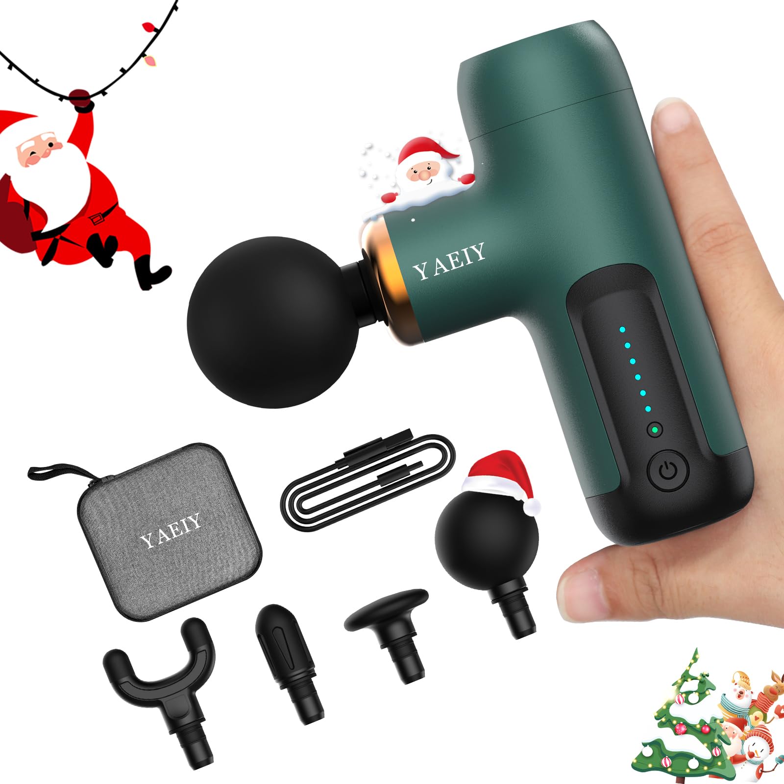 YAEIY Mini Massage Gun, Portable Massage Gun for Deep Tissue Muscle, Handheld Small Massage Gun, Compact Powerful Massager with Case for Travel, Athletes,Office Gifts, Black