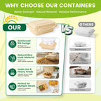 Clamshell Take Out Food Containers, 50 Pack-22oz Disposable Meal Prep Containers Natural Rice Husk Material Durable To Go Containers for Pasta Salad Snacks Taco Chinese Food Restaurants 8"X6"X2.5"