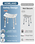 HOMLAND Shower Chair for Inside Shower, 400 lbs Adjustable Shower Stool with Suction Feet, Shower Seat for Inside Tub Bathroom Bench Bath Chair for Elderly and Disabled - Light Gray