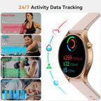aeac Smart Watch for Women, AMOLED Ultra-Clear Screen Activity Trackers with Heart Rate/Sleep/SpO2 Monitor, Smartwatch for iPhone/Samsung/Android, 110+ Sport Modes (Rose Gold, S/M/L, Rose Gold)