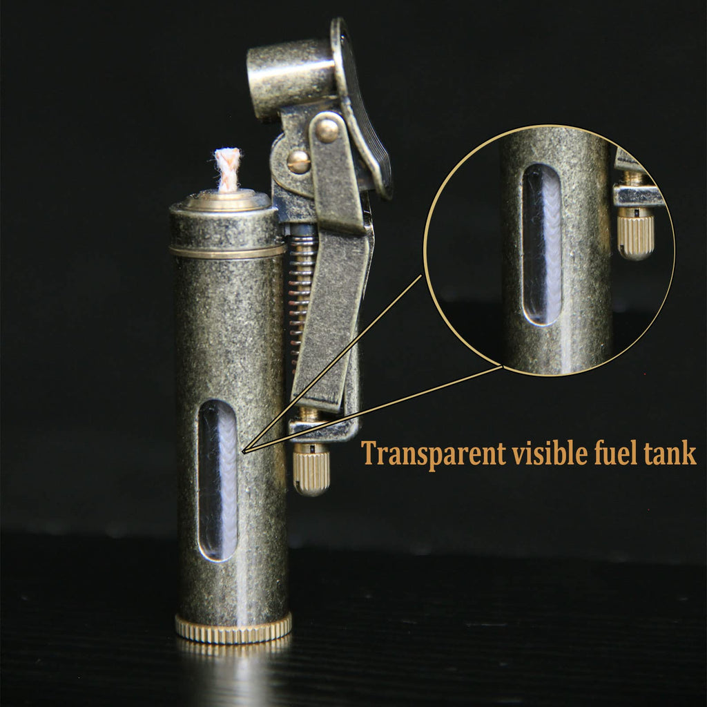 SCGHBK Kerosene Trench Lighter Vintage Metal Portable Refillable Lighter Bronze