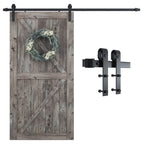 SMARTSTANDARD 7.5FT Barn Door Hardware Kit, Sliding Barn Door Track -Smoothly and Quietly -Easy to Install -Includes Step-by-Step Installation Instruction Fit 42“-45" Wide Door Panel (J Shape Hanger)