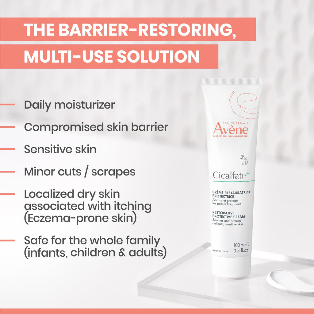 Avène Cicalfate+ Restorative Protective Cream, Face Moisturizer, face cream for sensitive skin, helps restore skin barrier, restorative cream, safe for infants, children and adults, 3.3 Fl Oz