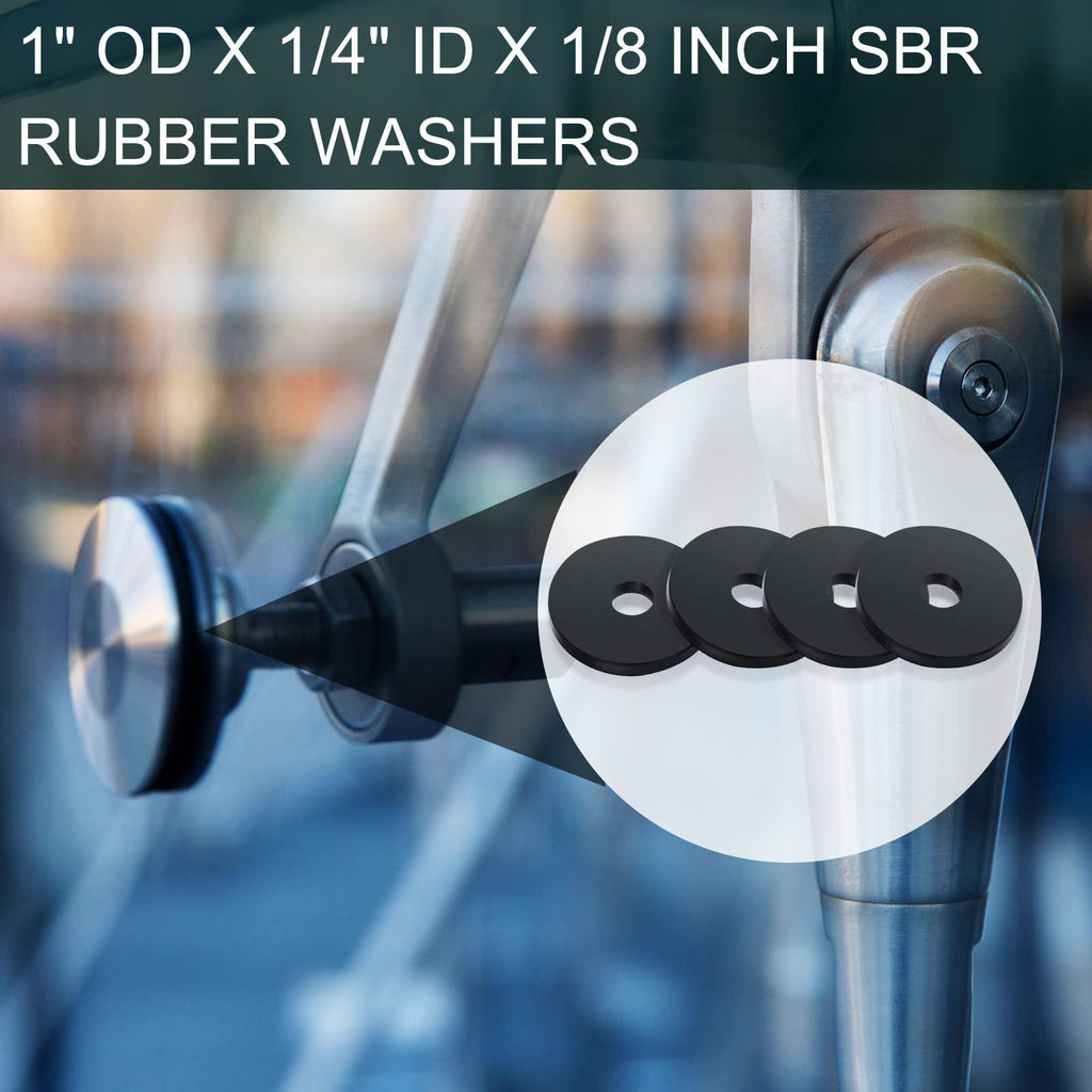 100 Pieces Rubber Washer Heavy Duty Abrasion Resistant Rubber, 1 Od x 1/4 ID x 1/8 Thickness Flat Washer Flat Grommets for Bolts Spacers, Vibration Suppression