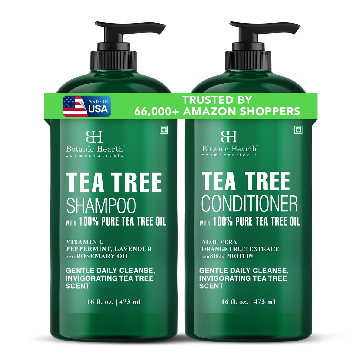 Botanic Hearth Tea Tree Shampoo And Conditioner Set for Men & Women - 32oz