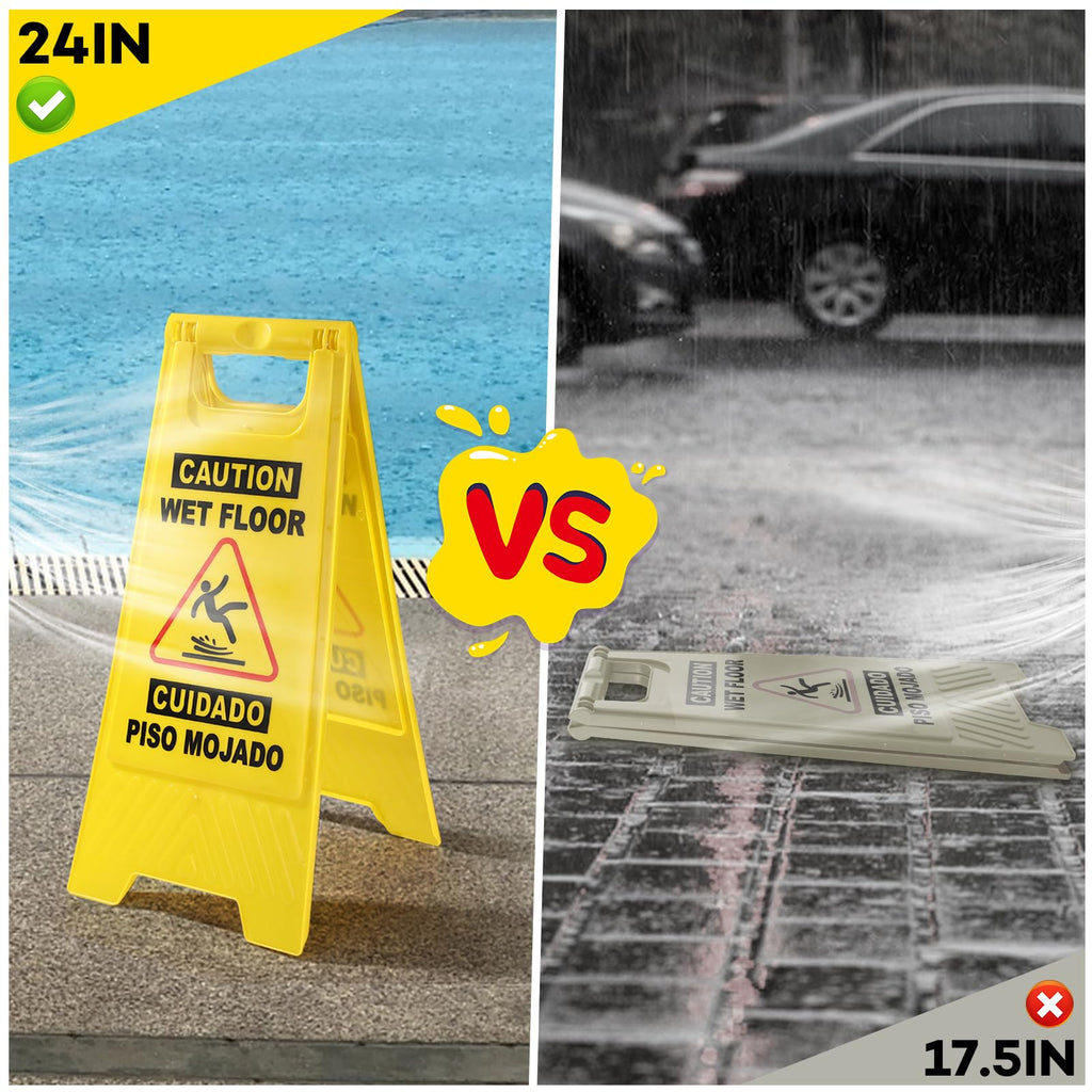 XPCARE 3 Pack 24 IN Caution Wet Floor Sign Bilingual Foldable Safety Sign