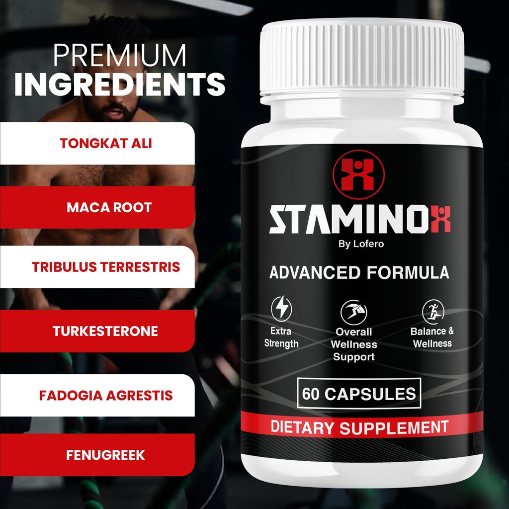 Staminox Pills Official Staminox Supplement Advanced Strength Formula for Overall Health and Wellness Support, Multivitamin Maximum Strength with Natural Herbal Ingredients, Made in USA (60 Capsules)