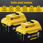 2 Pack 12000mAh Replacement for Dewalt 20V MAX Battery Lithium and DCB102 Charger Combo Compatible with Dewalt 20V Battery Lithium DCB207 DCB206 DCB204 DCB200 DCB201 DCB203 Series Power Tool(Yellow)