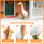 Bifrgmy Hot Dog Goose Outfit, Funny Porch Goose Clothes Costume, Fits 23 Inch Cement Plastic Goose Statue, Perfect for Outdoor Garden Yard Patio Art Decoration(Orange)