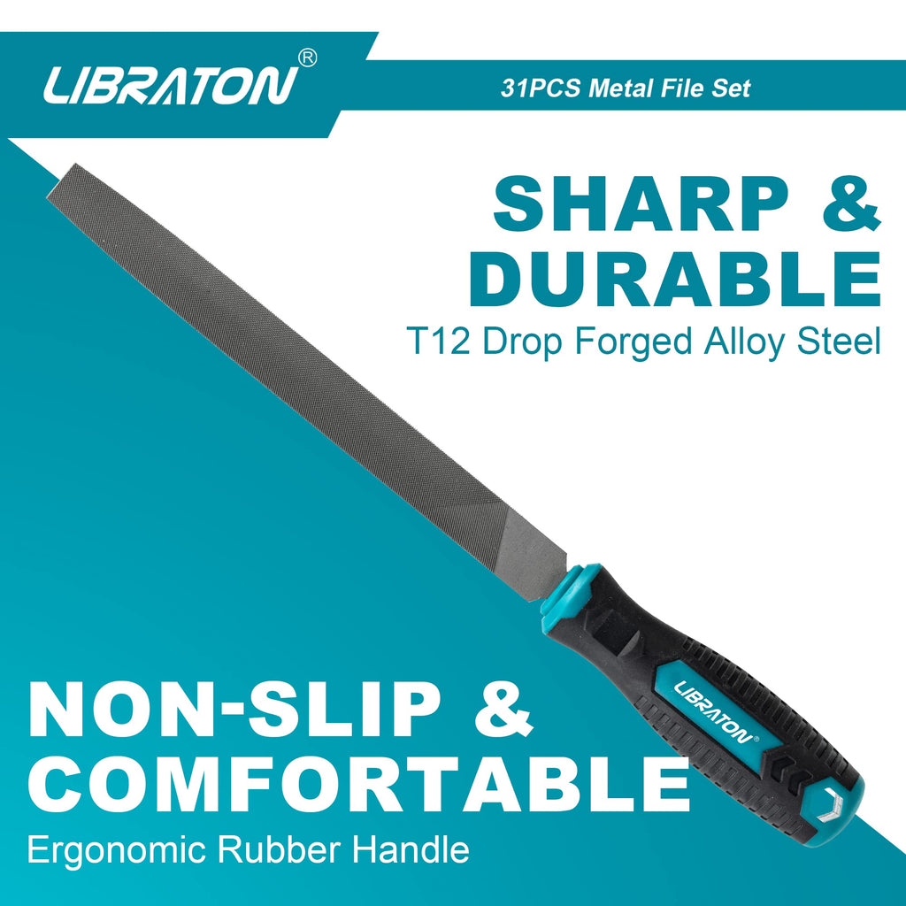 LIBRATON 31PCS Metal File Set, Metal Files, 12 Needle Files
