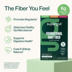 Supergut Foundational Daily Fiber, Vegan & Sugar Free Prebiotic Powder Blend for Gut Health & Digestive Support, Plant Based Supplement for Men & Women with 6g of Fiber, Variety Pack, 15 Stick Packs