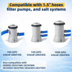 Btanadi 1.5" x 59" Above Ground Pool Hoses Heavy Duty, Replacement Hose Leak-Proof for Filter Pumps & Salt Systems, Pool Hoses for Above Ground Pools with 8 Metal Clamps（Blue, 4Pcs)