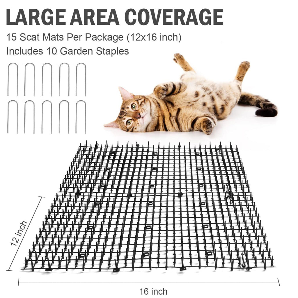 POMEAT Scat Mat for Cats 15 Pcs Cat Deterrent Mat Outdoor Indoor 16 x 12''
