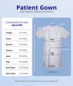 Unisex Hospital Gowns Back-Tie Patient Gowns, Blue Red Diamond, Pack of 6