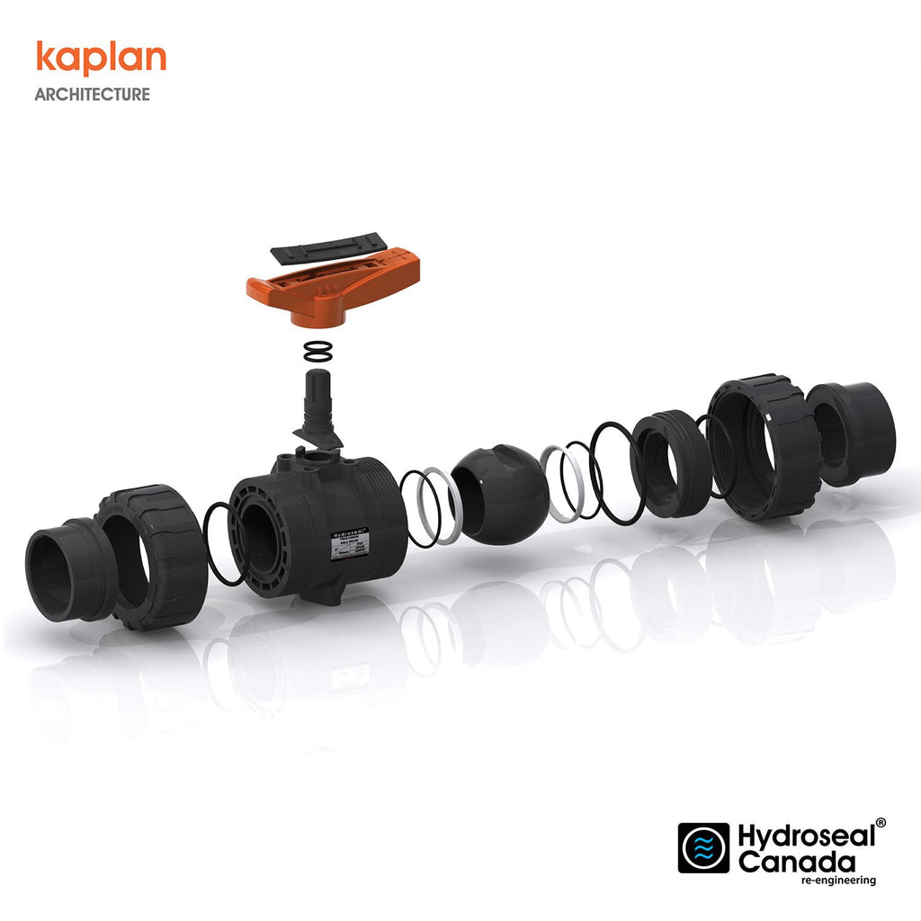 HYDROSEAL Kaplan 1’’ PVC True Union Ball Valve with Full Port, ASTM F1970, EPDM O-Rings and Reversible PTFE Seats, Rated at 200 PSI @73F, Gray, 1 inch Socket (1 inch)