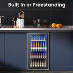 Electactic 26 Bottle Wine Cooler 130 Can Beverage Refrigerator, Small Freestanding Cabinet Wine Cellar with 32℉-61℉ Temperature Control Glass Door, Black