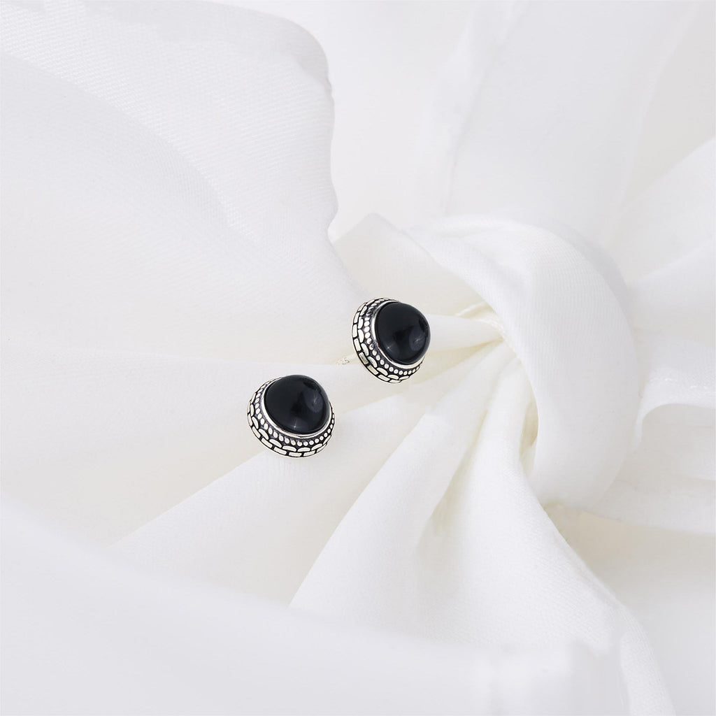 Keenove 925 Sterling Silver Stud Earrings Real Black Onyx Jewelry for Women