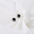 Keenove 925 Sterling Silver Stud Earrings Real Black Onyx Jewelry for Women