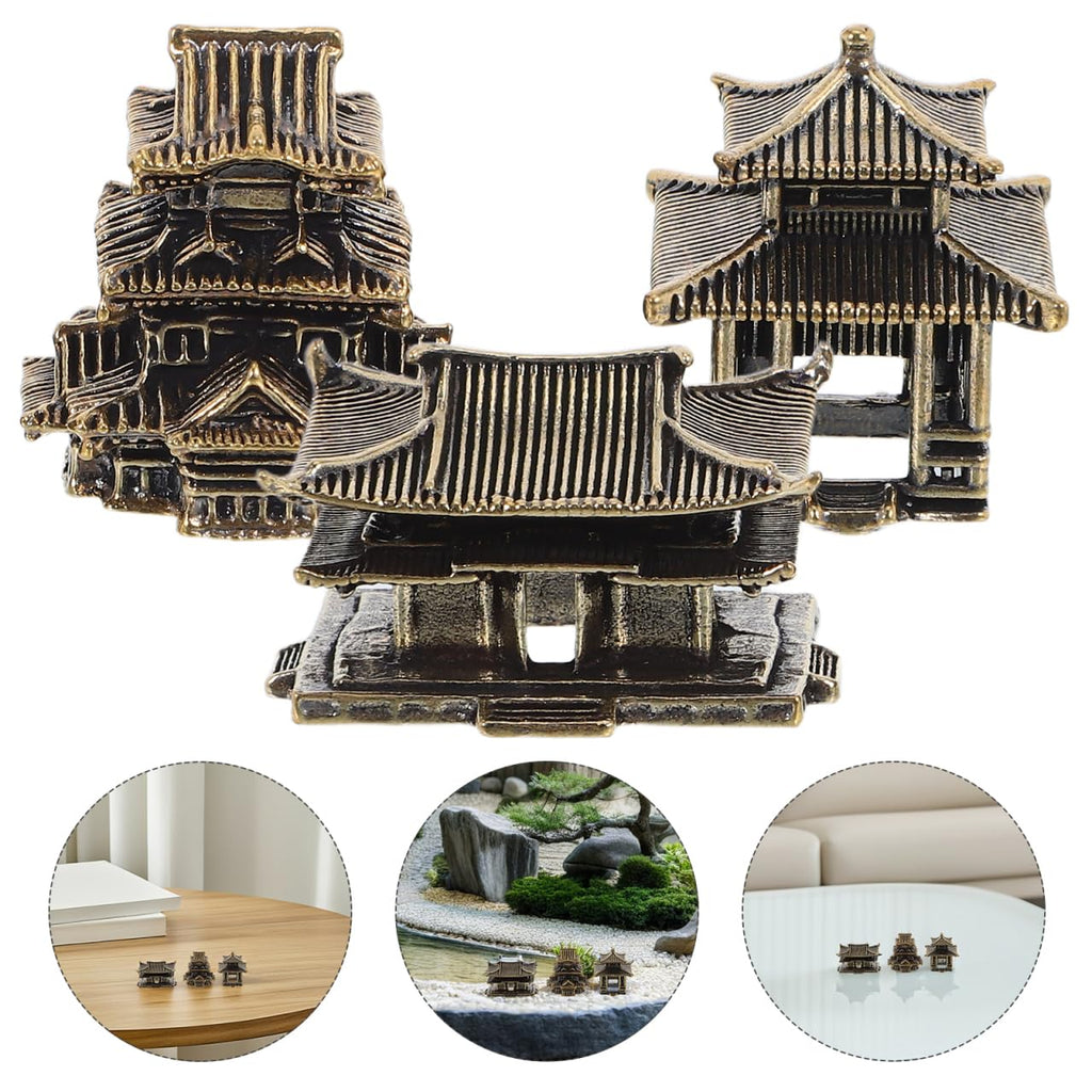 Amosfun 3pcs Mini Pagoda Sculpture Tiny Vintage Miniature Figurine for Zen Garden Micro Landscape Enhancements Aquariums Bookshelves Ornament 1.2"
