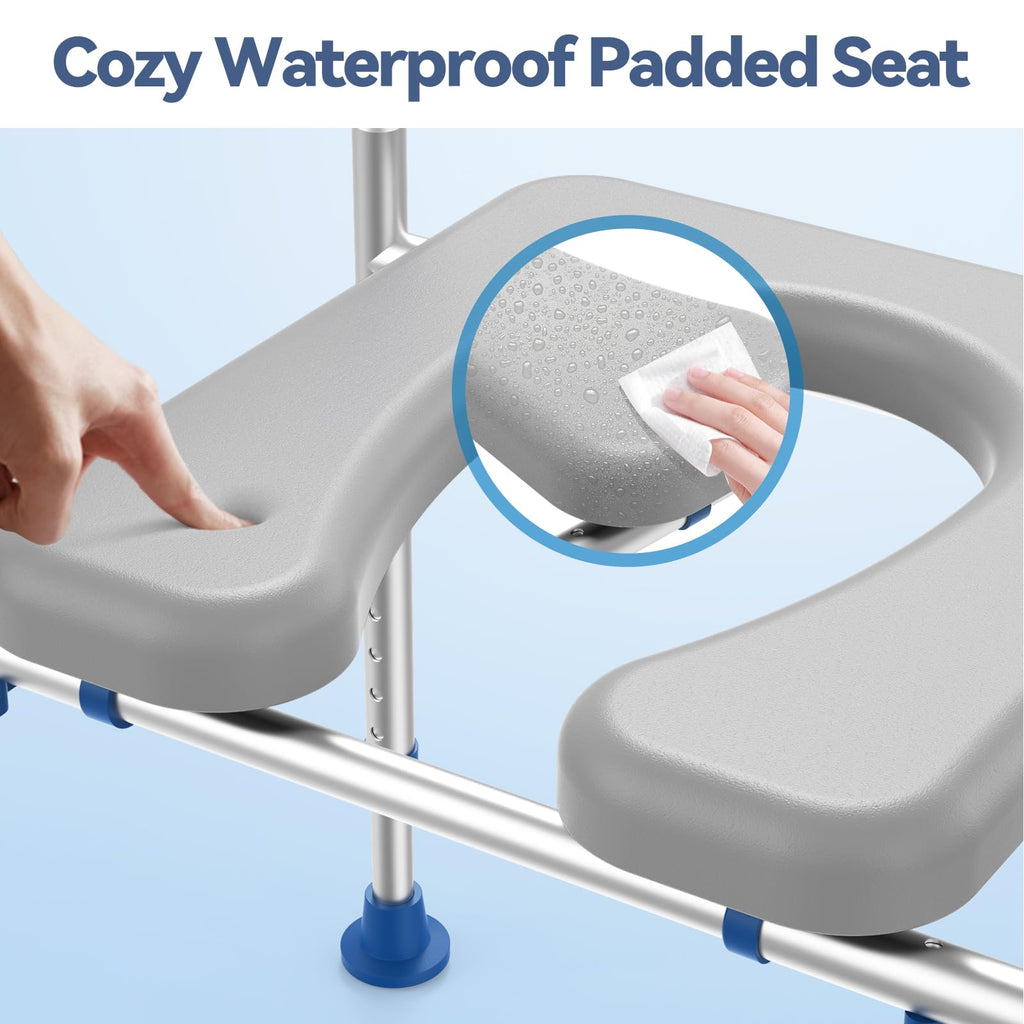 Loyoda Toilet Seat Risers for Seniors, Removable Padded Raised Toilet Seat with Handles, Easy to Clean Adjustable Height Toilet Riser, Handicap Elevated Seat 400lb, Fits Any Toilet