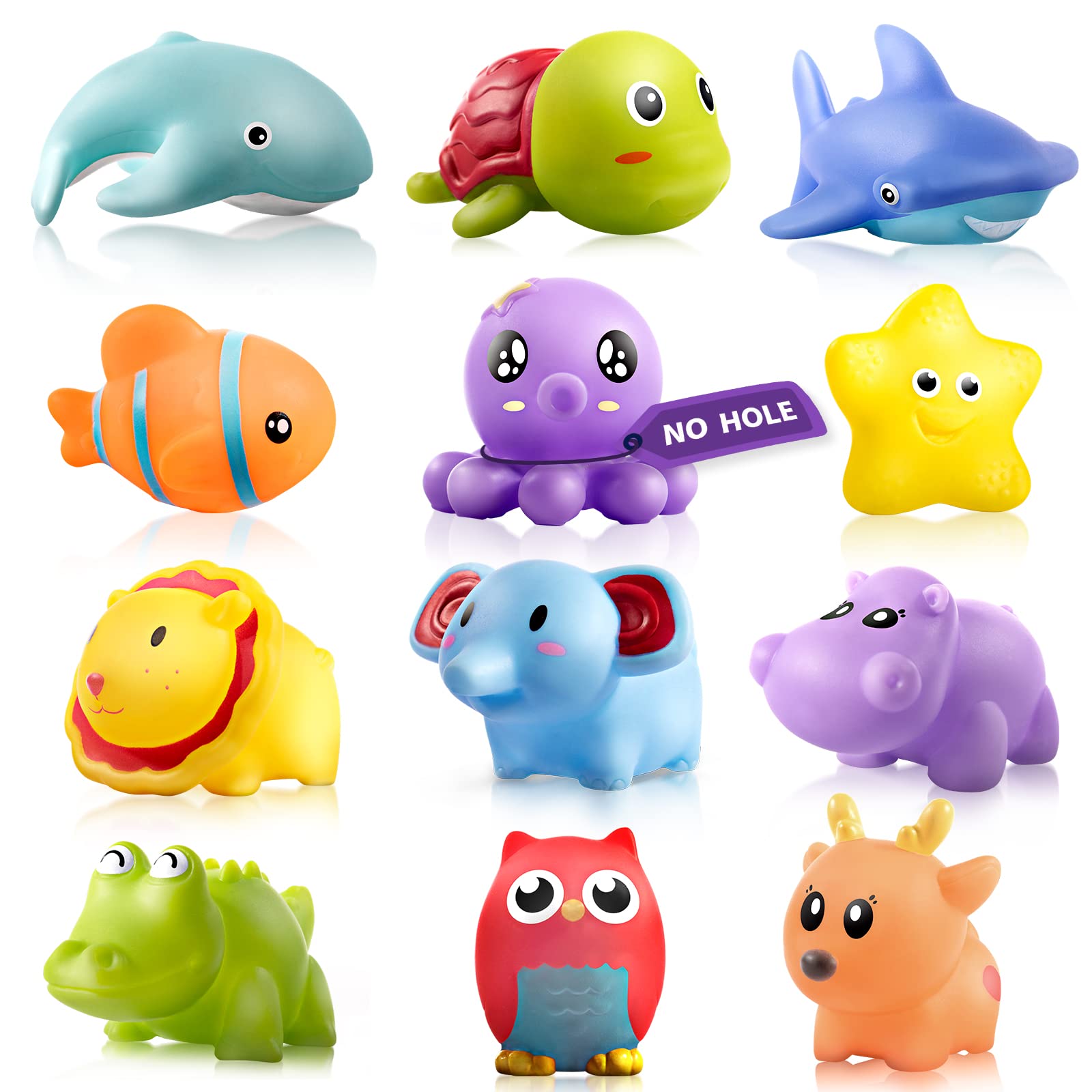 Hely Cancy Infant Bath Toys for 18 Months - No Hole Animal Bathtub Toys, Baby Bath Tub Toys