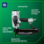 Metabo HPT Finish Nailer with Air Duster, Pro-Preferred Pneumatic Power Nailers, Ideal for Molding, Chair Rail, and Cabinetry, Lightweight 3.7 lbs, 16 Gauge, 1″ to 2-1/2″ Finish Nails, NT65M2S