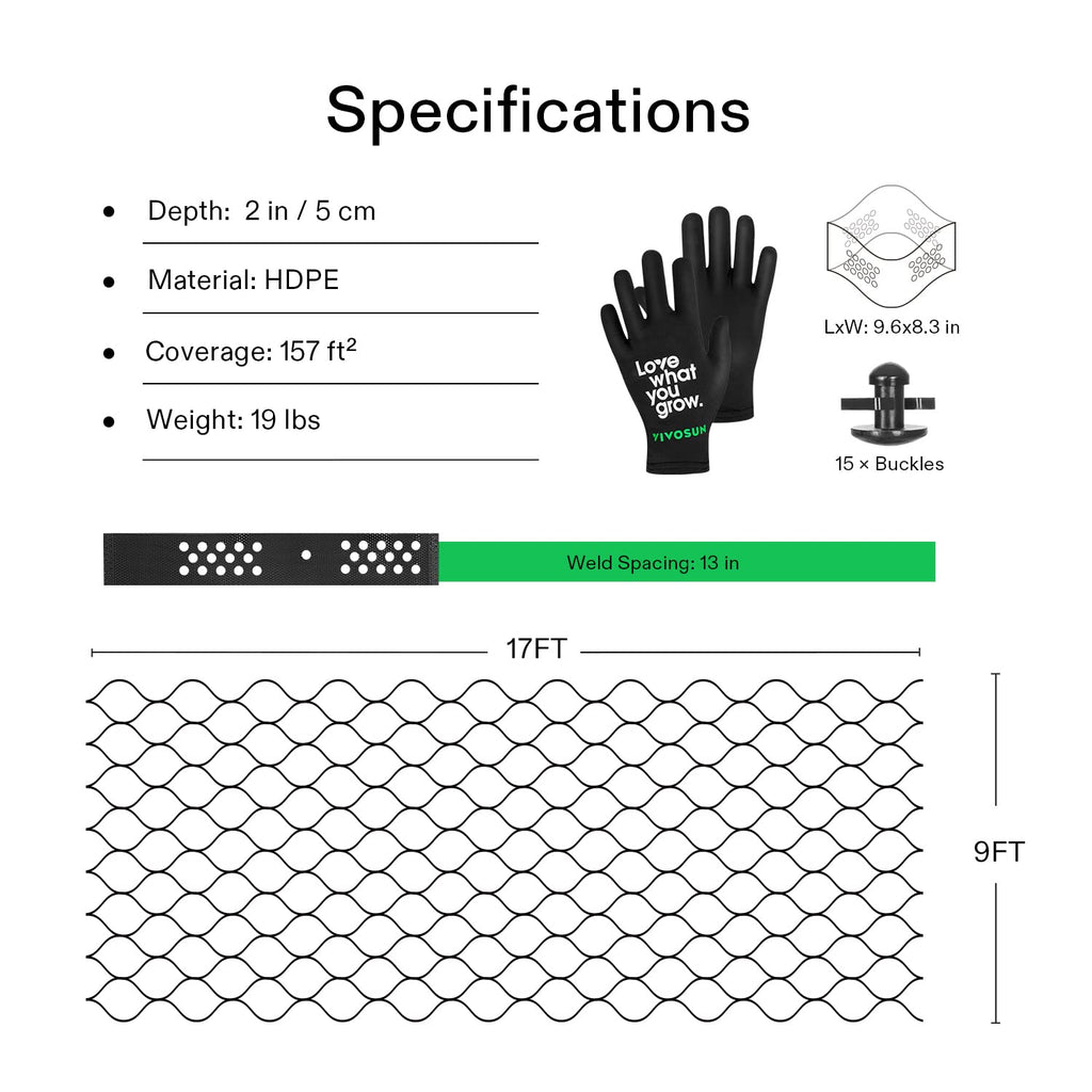 VIVOSUN 2'' Depth Ground Grid, 9x17 ft, High-Density HDPE Geo Cell