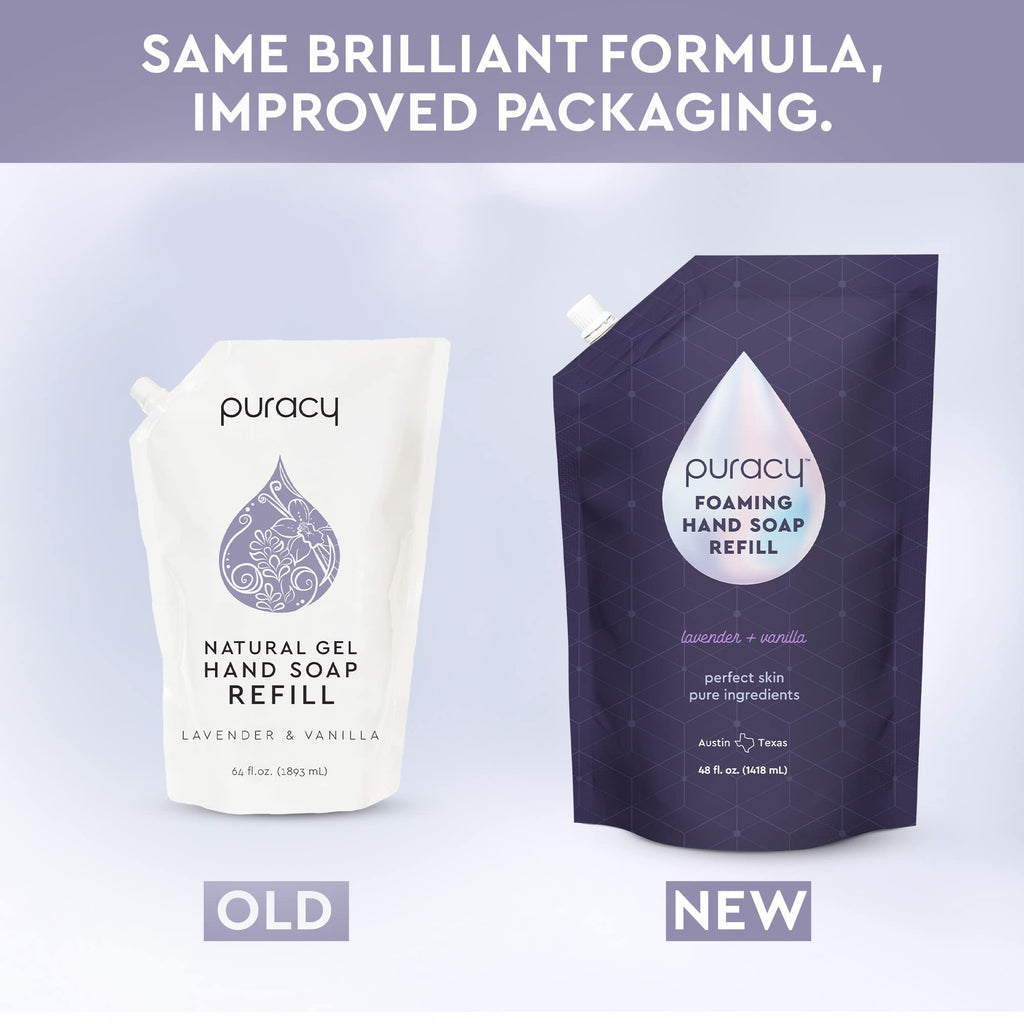 Puracy Foaming Hand Soap Refill - Plant-Powered Natural Hand Soap As Seen on TikTok, Non-Toxic, Sulfate-Free Liquid Soap, Moisturizing Foam Handwash Liquid (Lavender & Vanilla, 48 fl oz)