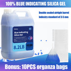 8.2LBS Silica Gel Desiccant Beads, Premium Blue Indicating Reusable Desiccant Bulk, Industry 3-5 mm Silica Beads Dehumidifier for 3D Filament, Electronic Devices, Camera, Jewelry, Safe (10PCS Bags)
