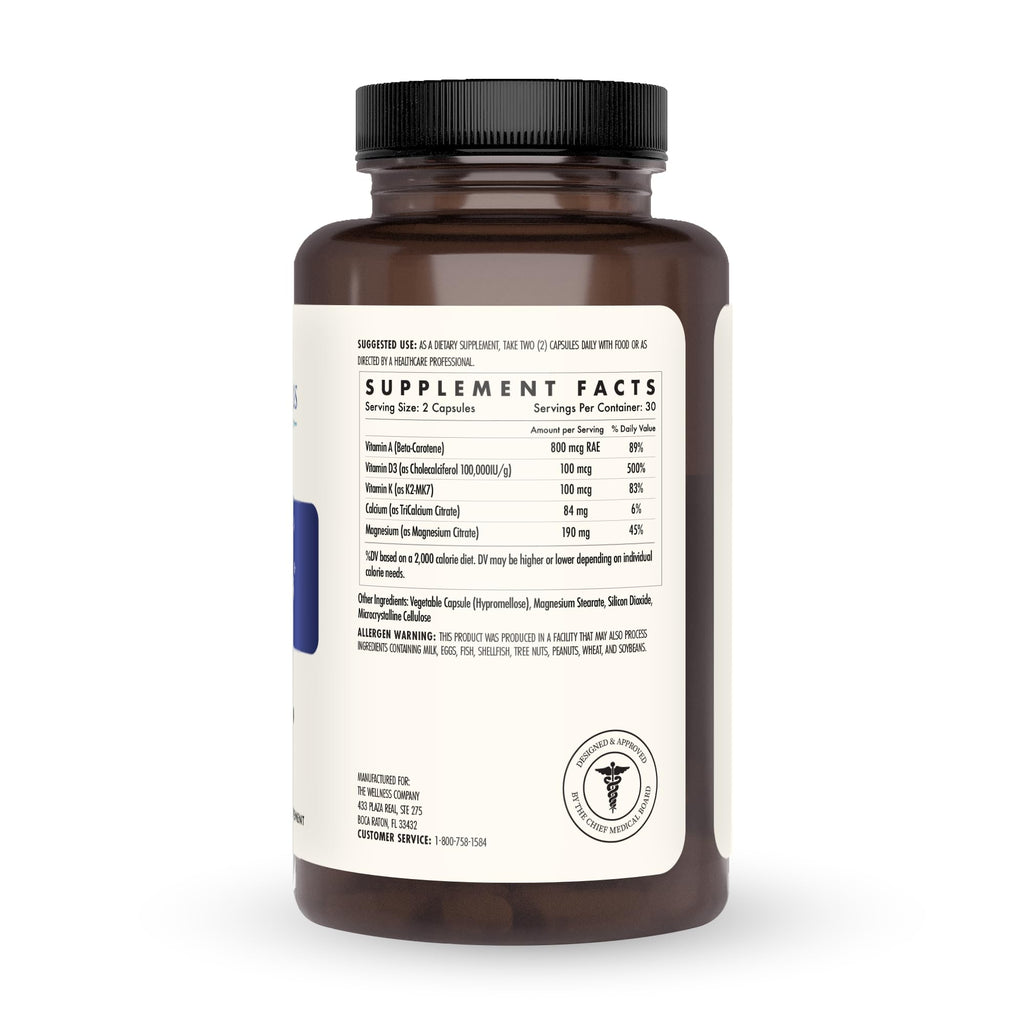 The Wellness Company Strong Bones | 60 Capsules (1-Month Supply) | Made with Key Minerals to Help Build Bone Strength | Non-GMO, Vegan, Gluten Free | for Supporting Bone Strength and Health
