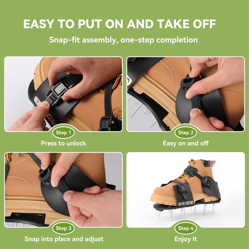 Lawn Aerator Shoes for Grass, 2.1" Heavy Duty Spikes, Pre-Assembled Straps