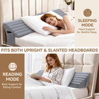 Queen Bed Wedge Pillow for Headboard Gap, Ergonomic Waves Bed Mattress Gap Filler(0-7") with High-Density Foam, Non-slip Bottom, Bed Gap Filler with Large Pockets & Washable Cover, Grey(60"x10"x6")