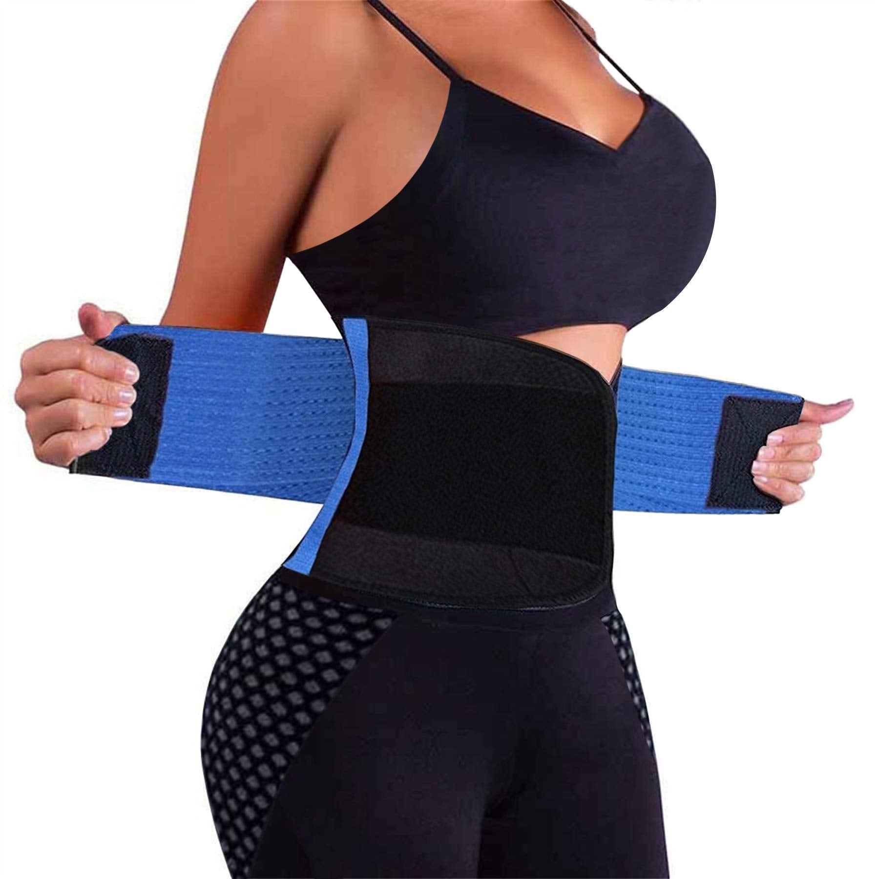 VENUZOR Waist Trainer Belt for Women - Waist Cincher Trimmer - Slimming Body Shaper Belt - Sport Girdle Belt (UP Graded)(Blue,Large)