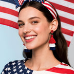 4th of July Earrings Red White Blue Patriotic Earrings for Women Dangle Tassel American Flag Earring 250th Anniversary USA Earring Memorial Independence Day 4th of July Outfits Accessories for Women