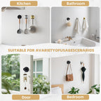 AuraHaven Suction Cup Shower Hooks for Inside Shower – 15 LB Heavy-Duty No-Drill Towel Hooks, Removable & Reusable for Towels, Robes & Loofah, Waterproof for Glass & Tile(4 Black)