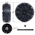 PORTAL Wagon Wheels Replacement 8" Diameter X 3.4" Wide for Utility Wagon Cart, Plastic Wheels with TPR Tread Outdoor Garden Carts Replacement Parts