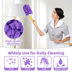 Nicemiya 12 PCS Fleece Reusable Duster Refills for Swiffer, Washable Heavy Duty Duster Pads, 360 Cleaning Pads for Fan, Window, Furniture, Floor(Include 1 Handle)