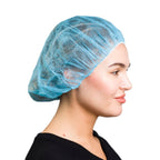 SAFEKO Unisex Polypropylene Bouffant Caps, 100 Count [BLUE | 21"]