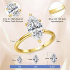 AVECON 3.5CT Marquise Cut Engagement Ring for Women, Cubic Zirconia, Size 9