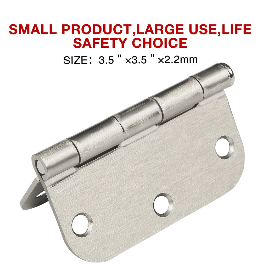48 Pack Interior Door Hinges Brushed Nickel 3.5 Inch x 3 1/2" Rounded 5/8" Radius 3 ½"Satin Iron Bifold Residential Hinge for French Style Slab Single/Double Doors Hardware Kit Living/Bed Room
