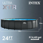 INTEX Ultra XTR 24 ft x 52 in Above Ground Pool Set, Round Swimming Pool with Steel Frame, 2100 GPH Sand Filter Pump, Ladder, Cover, & Ground Cloth