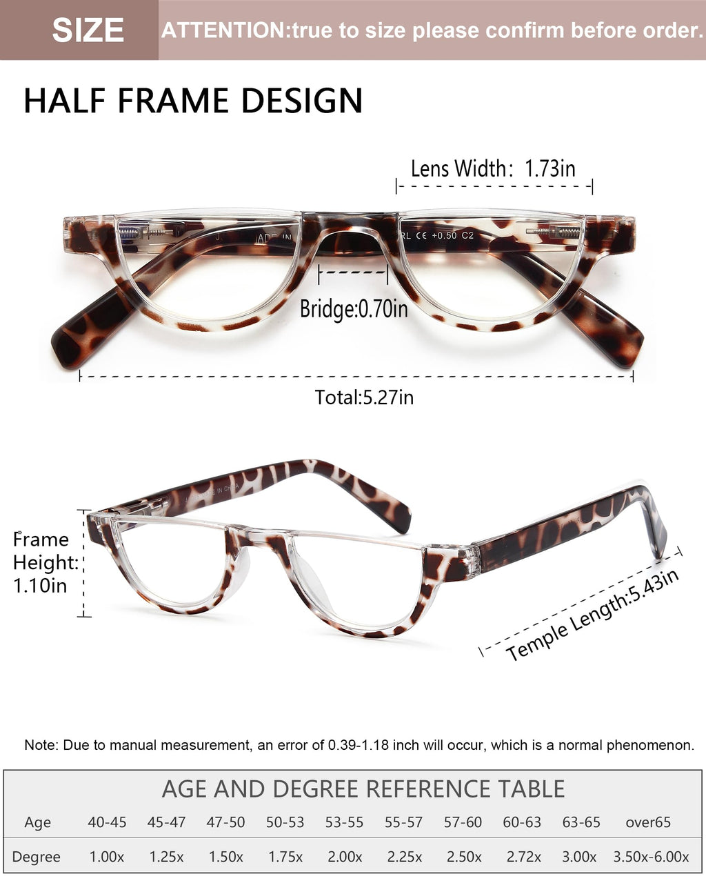 EYEURL Half Frame Reading Glasses for Women-5 Pack Blue Light Blocking Glasses Fashion Rimless Computer Readers for Women Anti UV Ray Eyeglasses with Spring Hinges,2.5