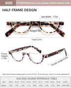 EYEURL Half Frame Reading Glasses for Women-5 Pack Blue Light Blocking Glasses Fashion Rimless Computer Readers for Women Anti UV Ray Eyeglasses with Spring Hinges,2.5