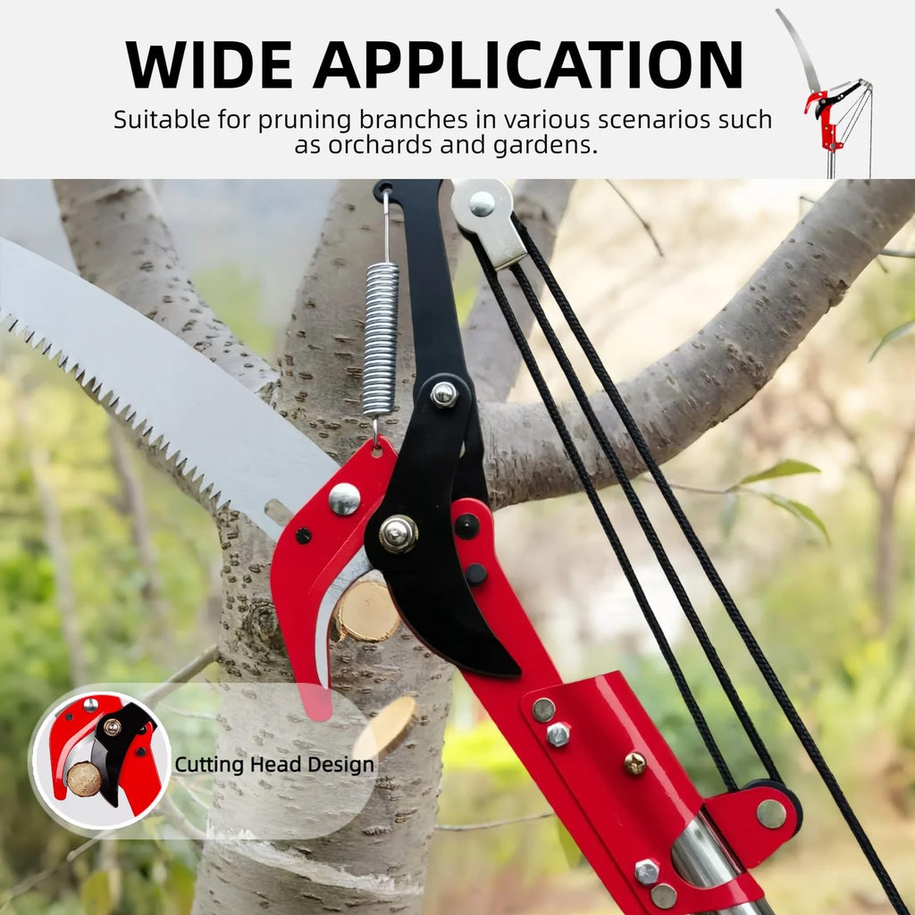 Pole Saws for Tree Trimming - 14FT Dual-Pulley Tree Pruner, Tree Trimmers Long Handle Pruner, Manual Pole Saw for Yard & Garden, Gardening Hand Tools