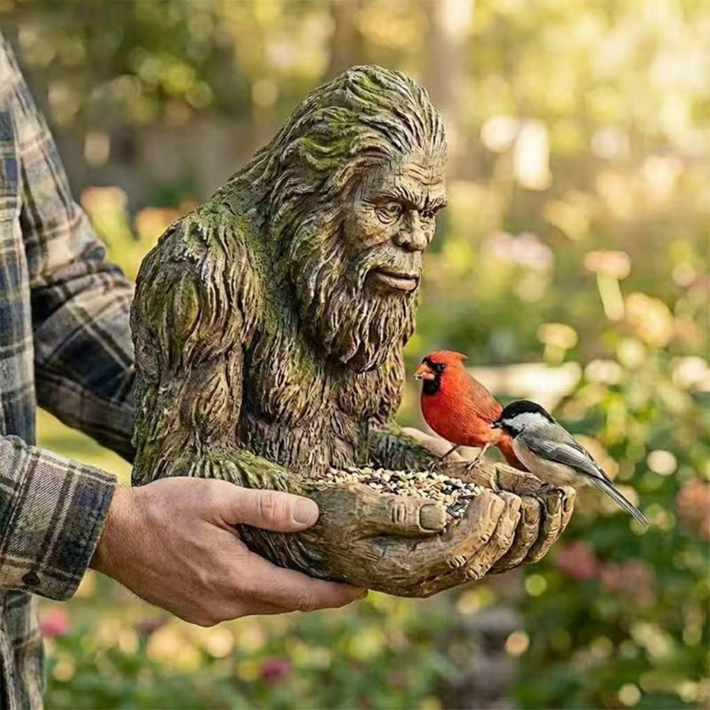 Tree Face Decor for Outdoor Garden - Funny Bigfoot Sculpture 6 Inch, Hand Painted Resin Wall Hanging Art with Keyhole Mount, Unique Yard Decoration Gift for Nature Lovers, Sasquatch Garden Art