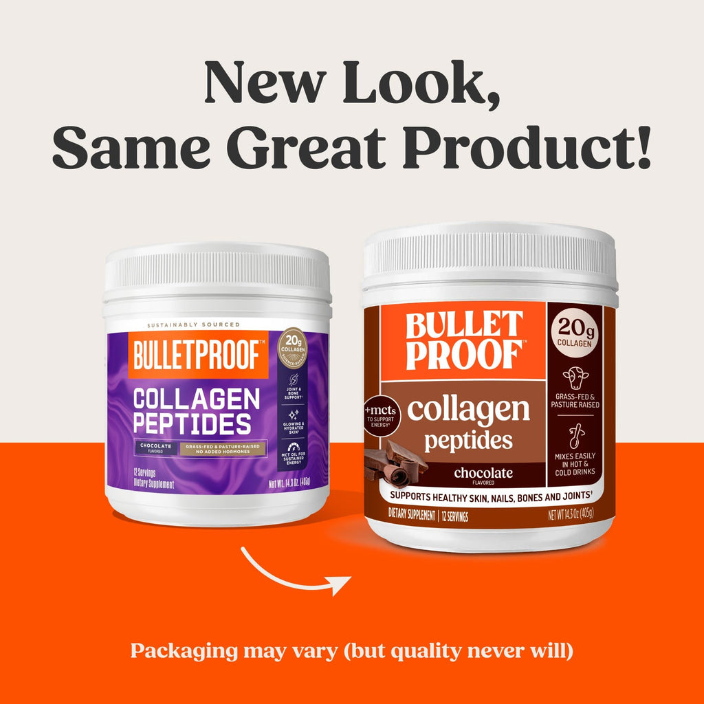 Bulletproof Chocolate Collagen Peptides Powder with MCT Oil, 14.3 Ounces, Grass-Fed Collagen Protein for Skin, Bone and Joint Support, Pasture Raised, No Added Hormones