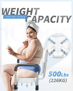 Sangohe Shower Chair, Heavy Duty Shower Seat with Back, Arms, Adjustable Height, Ideal for Bathtub, Handicap, Elderly, 796C