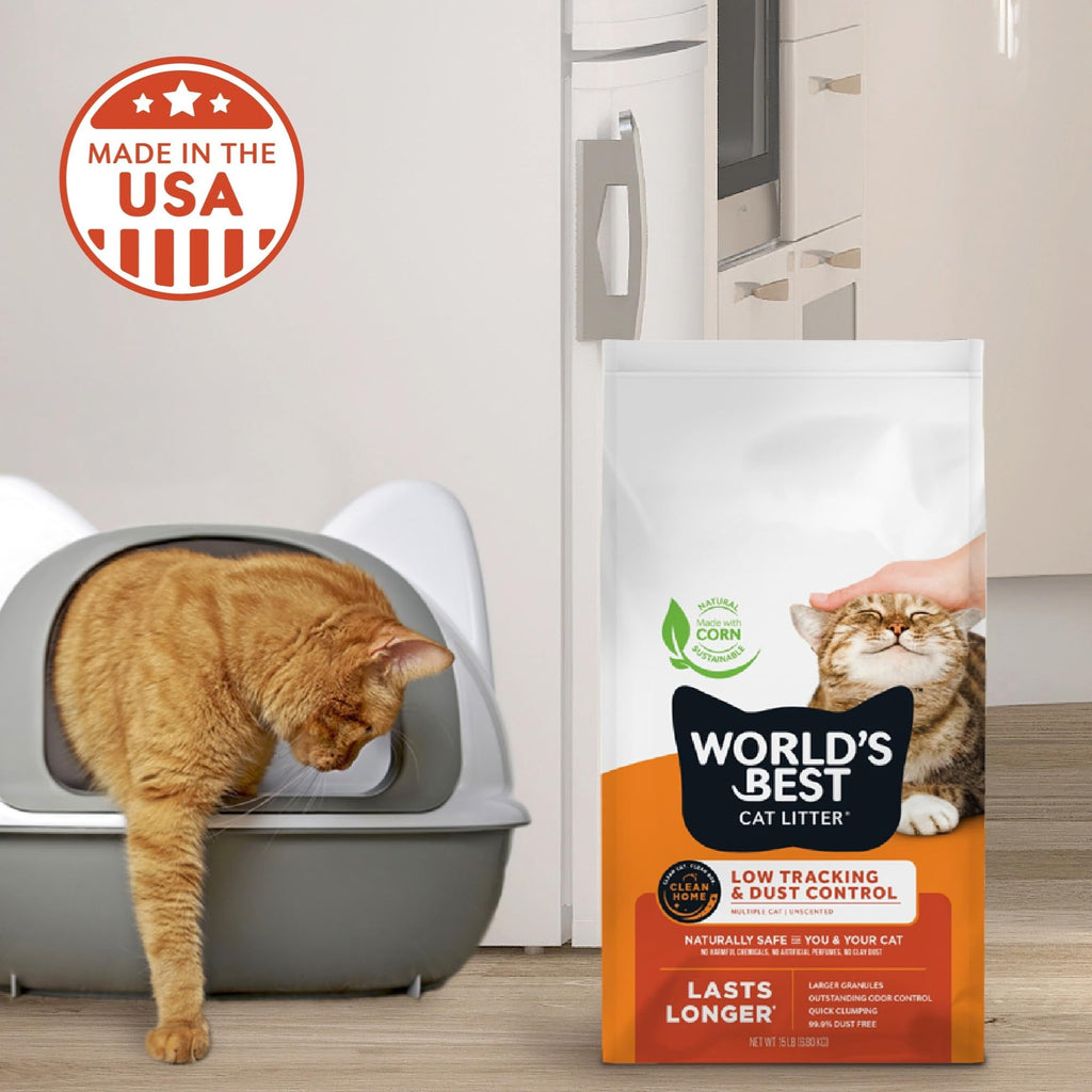 World's Best Cat Litter Low Tracking & Dust Control, Unscented, 15 lb Bag